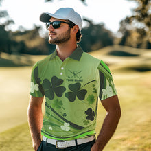 Load image into Gallery viewer, Green shamrock Lucky Golf Polo Shirts For Men Custom St Patrick Day Team Golf Shirts NQS9470