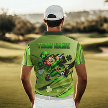 Load image into Gallery viewer, Green shamrock Lucky Golf Polo Shirts For Men Custom St Patrick Day Team Golf Shirts NQS9470