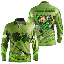 Load image into Gallery viewer, Green shamrock Lucky Golf Polo Shirts For Men Custom St Patrick Day Team Golf Shirts NQS9470
