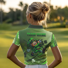 Load image into Gallery viewer, Green shamrock Lucky Golf Polo Shirts For Women Custom St Patrick Day Team Golf Shirts NQS9470