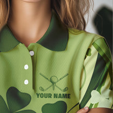 Load image into Gallery viewer, Green shamrock Lucky Golf Polo Shirts For Women Custom St Patrick Day Team Golf Shirts NQS9470