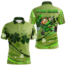 Load image into Gallery viewer, Green shamrock Lucky Golf Polo Shirts For Men Custom St Patrick Day Team Golf Shirts NQS9470