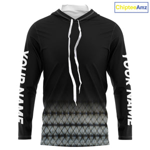 Striped Bass scales fishing Custom black long sleeve Fishing Shirt, Striper Fishing jerseys NQS10083