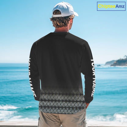 Striped Bass scales fishing Custom black long sleeve Fishing Shirt, Striper Fishing jerseys NQS10083