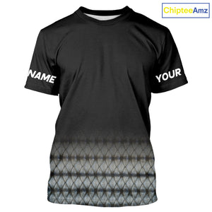 Striped Bass scales fishing Custom black long sleeve Fishing Shirt, Striper Fishing jerseys NQS10083