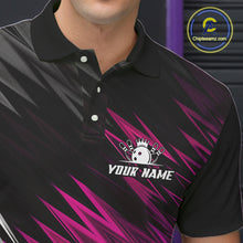 Load image into Gallery viewer, Pink and Black Bowling Shirts For Men Custom Name and Team name  Bowling Jerseys Bowlers Outfit NQS11001