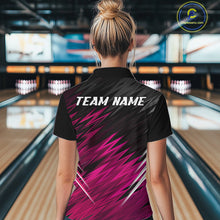 Load image into Gallery viewer, Pink and Black Bowling Shirts For Women Custom Name and Team name  Bowling Jerseys Bowlers Outfit NQS11001