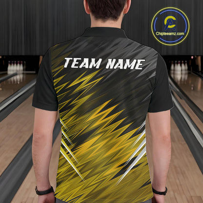 Yellow and Black Bowling Shirts For Men Custom Name and Team name  Bowling Jerseys Bowlers Outfit NQS11003