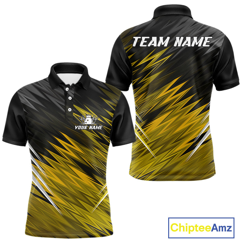 Yellow and Black Bowling Shirts For Men Custom Name and Team name  Bowling Jerseys Bowlers Outfit NQS11003