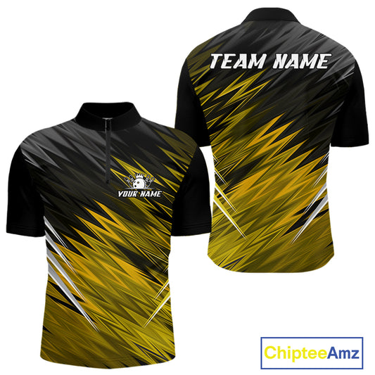 Yellow and Black Bowling Shirts For Men Custom Name and Team name  Bowling Jerseys Bowlers Outfit NQS11003
