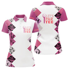 Load image into Gallery viewer, Pink and White Women golf polo shirts custom Let&#39;s par tee golf tops for ladies golfing gifts jersey NQS9136