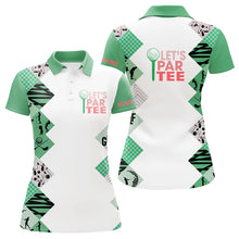 Load image into Gallery viewer, Green and White Women golf polo shirts custom Let&#39;s par tee golf tops for ladies golfing gifts jersey NQS9137