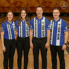 Load image into Gallery viewer, Blue Retro Bowling Polo, Quarter Zip Shirts For Women Custom Vintage Bowling Team Jerseys NQS11212