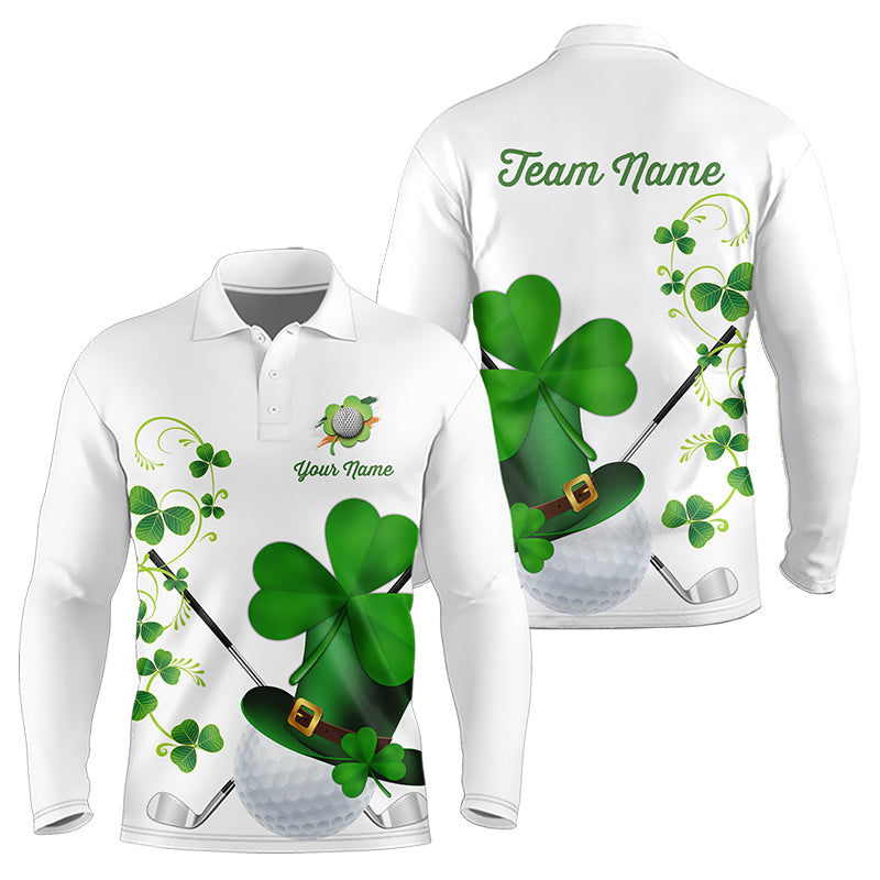 Green shamrock golf ball clubs Lucky Mens polo golf shirts Custom St Patrick Day team golf jerseys NQS9482