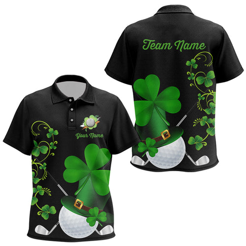Green shamrock golf ball clubs Lucky Kid polo golf shirts Custom St Patrick Day black team golf jersey NQS9644
