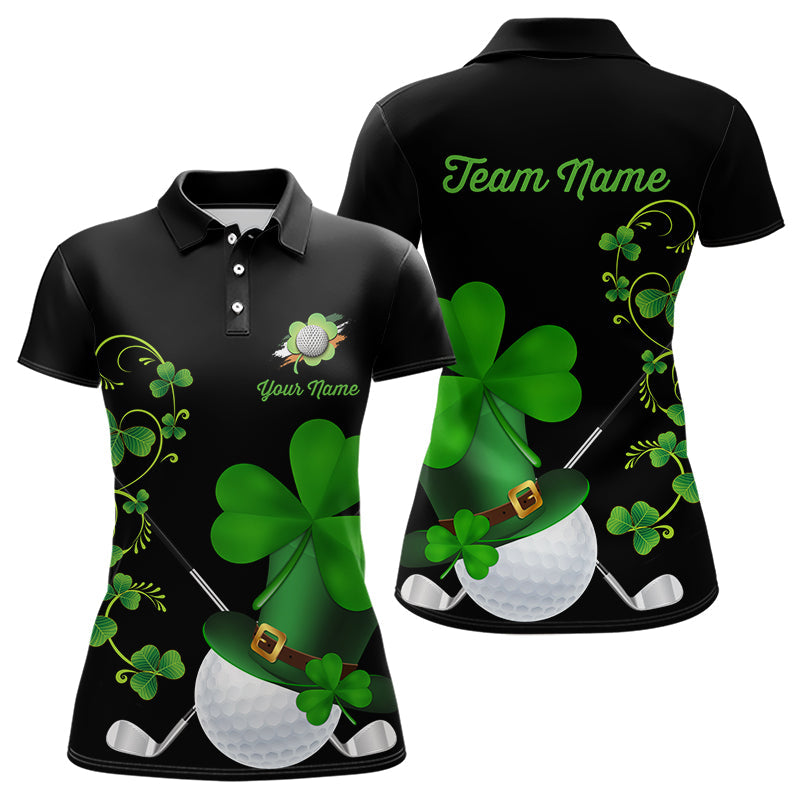 Green shamrock golf ball club Lucky Women polo golf shirt Custom St Patrick Day black team golf jersey NQS9644