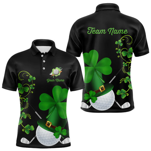 Green shamrock golf ball clubs Lucky Men polo golf shirts Custom St Patrick Day black team golf jersey NQS9644