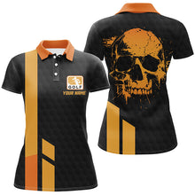 Load image into Gallery viewer, Black and yellow Women golf polo shirts custom skull golf top, golf outfits for ladies NQS7595