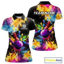 Load image into Gallery viewer, Colorful bowling jerseys Women Bowling Polo, 1/4 Zip Shirt Custom Bowling Team shirts for bowlers NQS10241