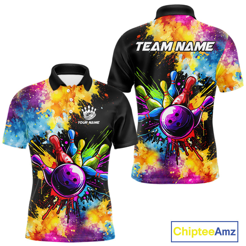 Colorful bowling jerseys Mens Bowling Polo, 1/4 Zip Shirt Custom Bowling Team shirts for bowlers NQS10241