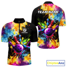 Load image into Gallery viewer, Colorful bowling jerseys Mens Bowling Polo, 1/4 Zip Shirt Custom Bowling Team shirts for bowlers NQS10241