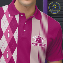 Load image into Gallery viewer, Retro Pink argyle pattern Bowling shirts For Men custom bowling team jerseys Bowler Outfits NQS10403