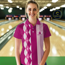 Load image into Gallery viewer, Retro Pink argyle pattern Bowling shirts For Women custom bowling team jerseys Bowler Outfits NQS10403