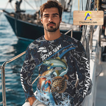 Load image into Gallery viewer, Texas Slam Fishing Camo Long Sleeve Fishing Shirts, Personalized Inshore Slam Fishing Team Jersey NQS10845