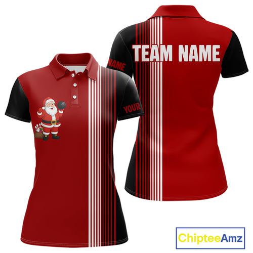 Retro Black & Red Christmas Santa Bowling shirts For Women custom bowling team jerseys Bowler Outfits NQS11011