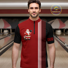 Load image into Gallery viewer, Retro Black and Red Christmas Santa Bowling shirts For Men custom bowling team jerseys Bowler Outfits NQS11011