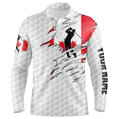 Mens golf polo shirt Canadian flag patriot custom name white golf balls shirts NQS7034