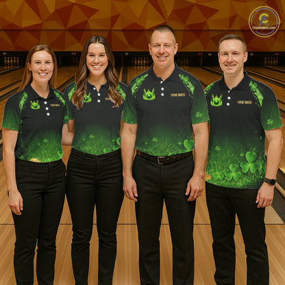 Green flame shamrock St Patrick's Day bowling shirts for women custom team bowling league jerseys NQS11412