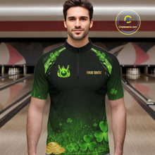 Load image into Gallery viewer, Green flame shamrock St Patrick's Day bowling shirts for men custom team bowling league jerseys NQS11412