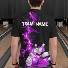 Load image into Gallery viewer, Mens bowling shirts Custom purple lightning thunder Bowling Team Jersey, gift for team Bowlers NQS9493