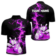 Load image into Gallery viewer, Mens bowling shirts Custom purple lightning thunder Bowling Team Jersey, gift for team Bowlers NQS9493