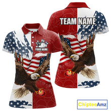 Load image into Gallery viewer, American Flag Eagle Bowling Shirts For Women Custom Patriotic Red Camo Bowling Team Jerseys NQS9864