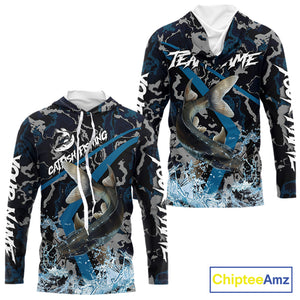 Custom Catfish Fishing Camo Long Sleeve Fishing Shirts, Personalized Catfish Fishing Team Jersey NQS9940