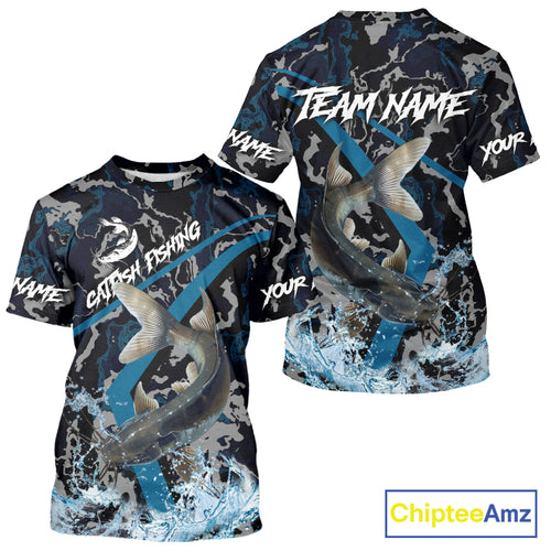 Custom Catfish Fishing Camo Long Sleeve Fishing Shirts, Personalized Catfish Fishing Team Jersey NQS9940