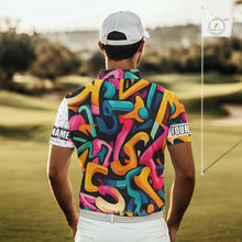 Load image into Gallery viewer, Mens golf polo shirts colorful pattern custom team golf shirts, golf tops for men NQS10088