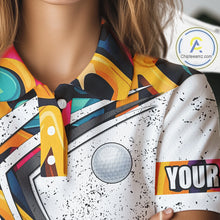 Load image into Gallery viewer, Women golf polo shirts colorful pattern custom team golf shirts, golf tops for ladies NQS10088