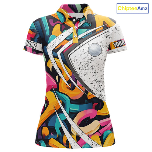 Women golf polo shirts colorful pattern custom team golf shirts, golf tops for ladies NQS10088