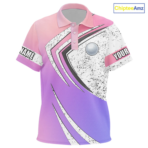 Kid golf polo shirts purple gradient pattern custom team golf shirts, golf tops for Kid NQS10089