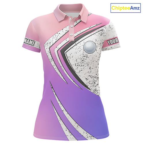 Women golf polo shirts purple gradient pattern custom team golf shirts, golf tops for ladies NQS10089