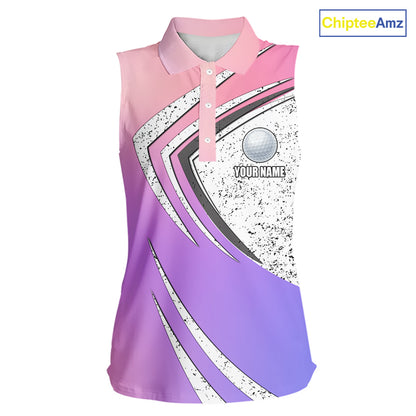 Women sleeveless golf polo shirts purple gradient custom team golf shirts, golf tops for ladies NQS10089