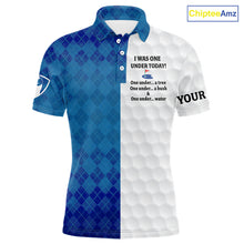 Load image into Gallery viewer, Blue argyle white Men golf polo shirt custom I was one under today one under a tree, a bush and water NQS10090