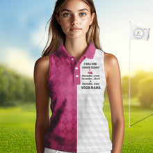 Load image into Gallery viewer, Pink white Womens Sleeveless polo shirt custom I was one under today one under a tree, a bush &amp; water NQS10091