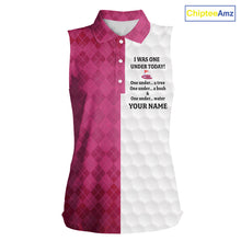 Load image into Gallery viewer, Pink white Womens Sleeveless polo shirt custom I was one under today one under a tree, a bush &amp; water NQS10091