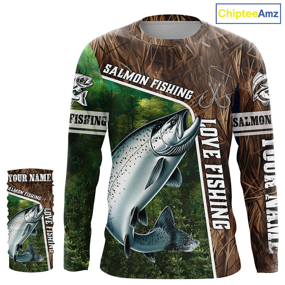 Personalized Chinook Salmon Fishing Shirts, Love Fishing Camo fish on 3D All Over Printed Shirts NQS5899