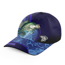 Load image into Gallery viewer, Crappie fishing blue camo Custom fishing hat Unisex Fishing Baseball freshwater Angler fishing cap NQS11022
