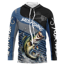 Load image into Gallery viewer, Largemouth Bass fishing Custom UV protection fishing long sleeve shirt, Bass Fishing jerseys | Blue NQS9351